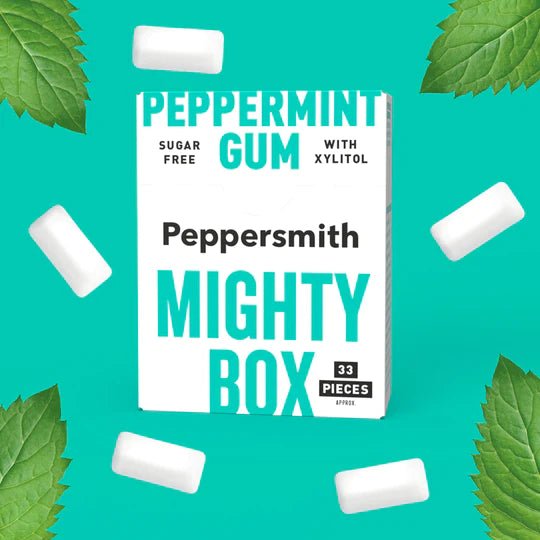 English Peppermint Xylitol Gum 50g Mighty Box - Eco Natural Products - Peppersmith - xylitol gum