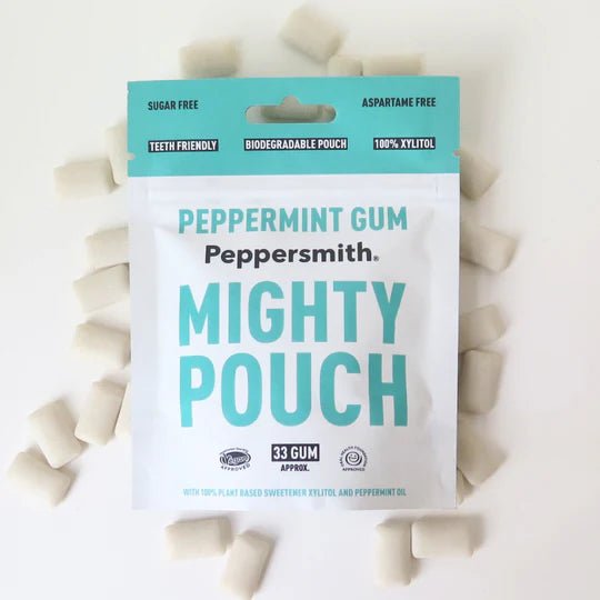 English Peppermint Xylitol Gum Mighty Pouch 50g - Peppersmith - Chewing Gum - Eco Natural Products