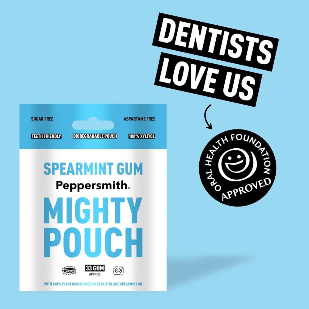 English Spearmint Xylitol Gum Mighty Pouch 50g - Peppersmith - Chewing Gum - Peppersmith