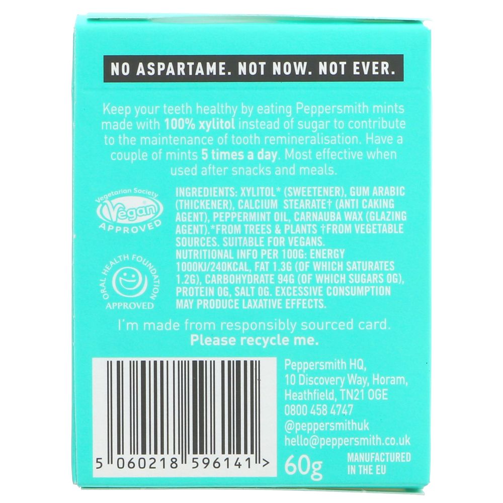 English Xylitol Mints Mighty Box 100 Mints 60g - Eco Natural Products - Peppersmith - Mints