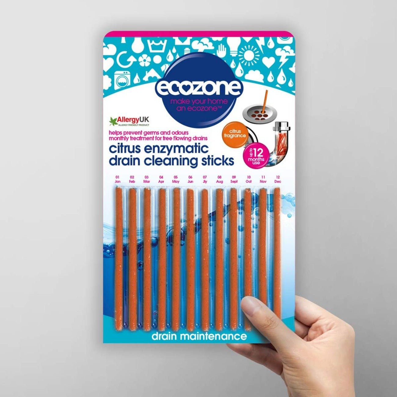 Enzymatic Drain Cleaning Citrus 12 Sticks - Ecozone - Eco Natural Products