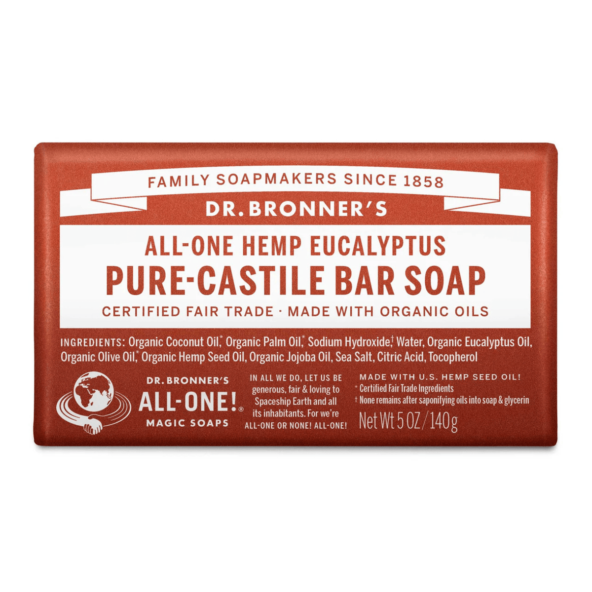 Eucalyptus Pure - Castile Bar Soap 140g - Dr. Bronner - Bar Soap - Eco Natural Products