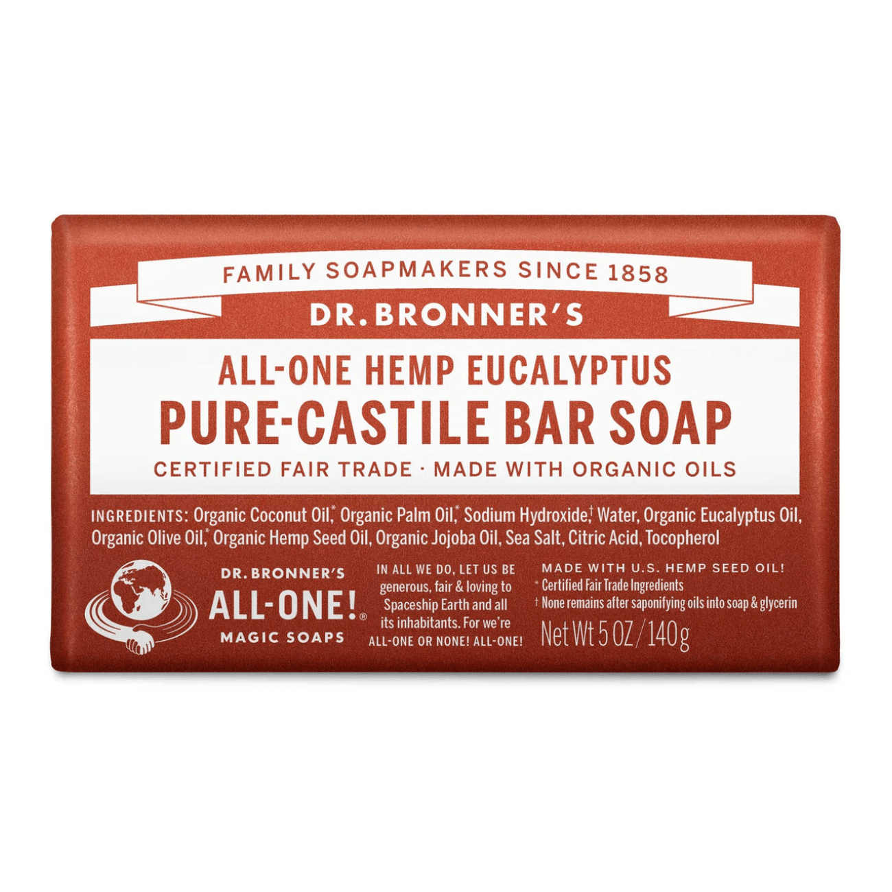 Eucalyptus Pure - Castile Bar Soap 140g - Dr. Bronner - Bar Soap - Eco Natural Products