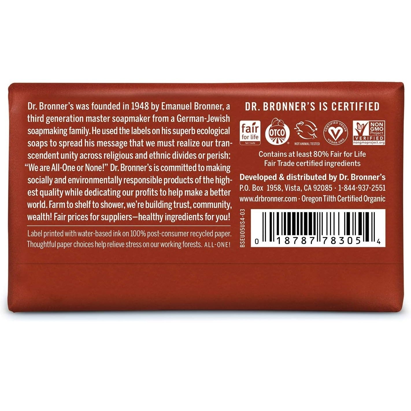 Eucalyptus Pure - Castile Bar Soap 140g - Dr. Bronner - Bar Soap - Eco Natural Products