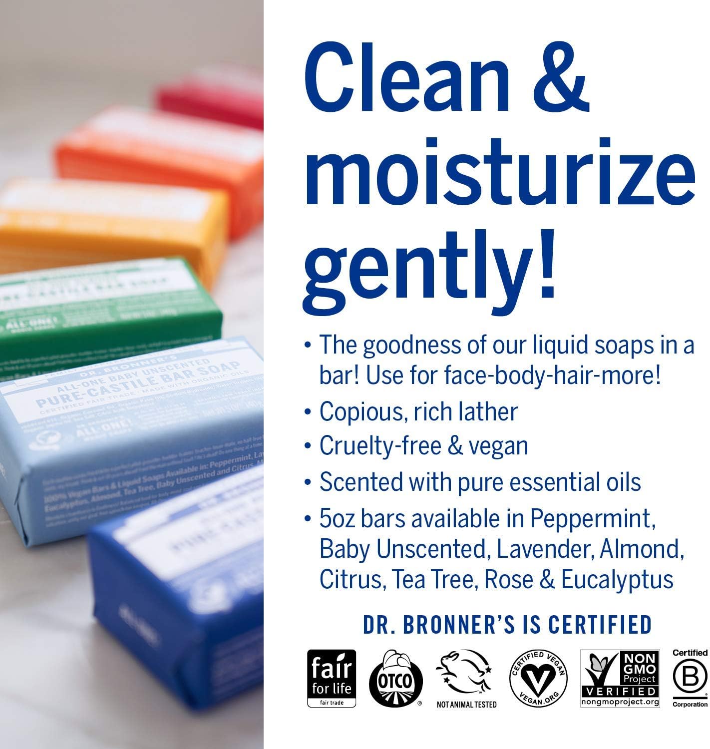 Eucalyptus Pure - Castile Bar Soap 140g - Dr. Bronner - Bar Soap - Eco Natural Products