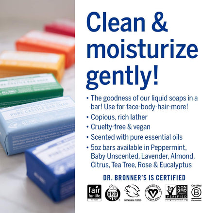 Eucalyptus Pure - Castile Bar Soap 140g - Dr. Bronner - Bar Soap - Eco Natural Products
