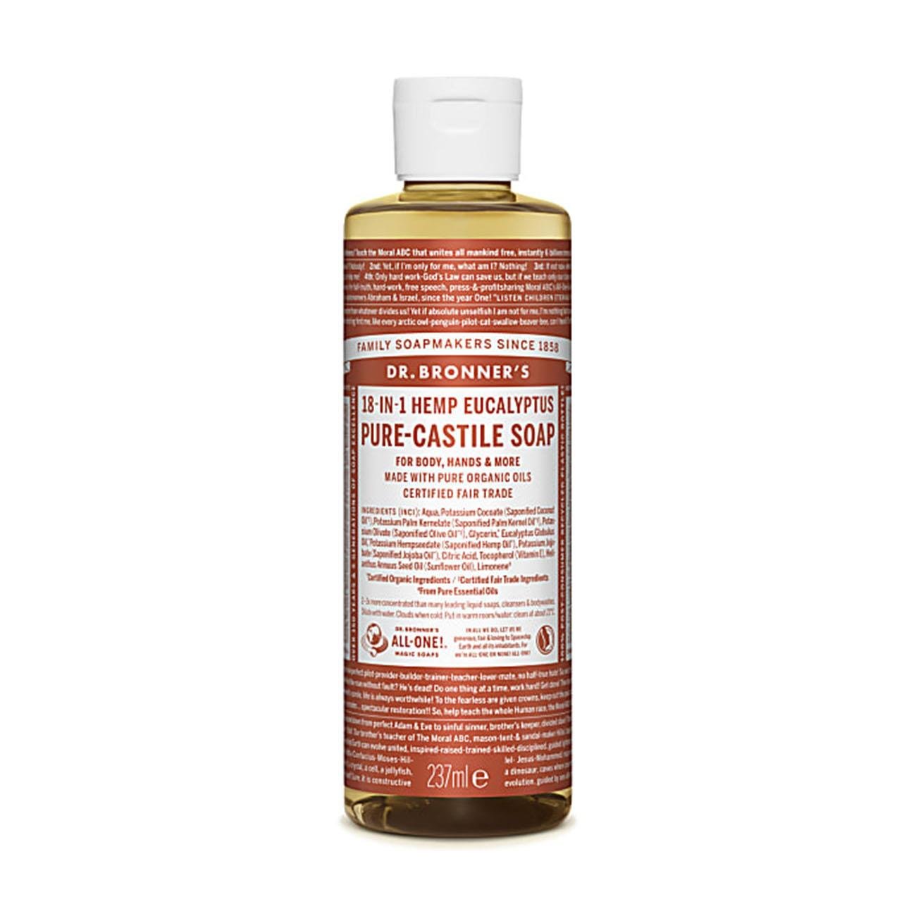 Eucalyptus Pure - Castile Liquid Soap 237ml - Eco Natural Products - Dr. Bronner - Liquid Soap