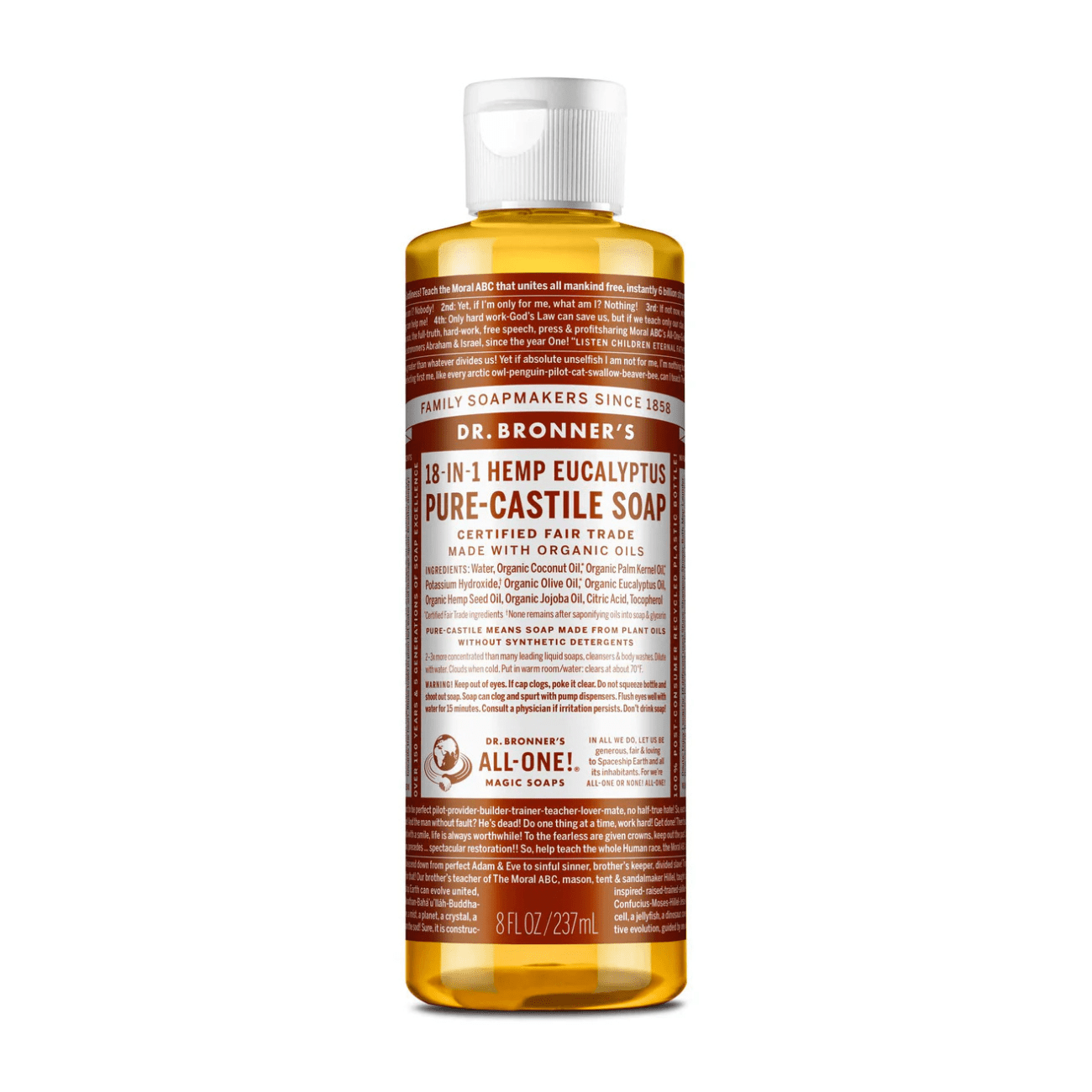 Eucalyptus Pure - Castile Liquid Soap 237ml - Eco Natural Products - Dr. Bronner - Liquid Soap