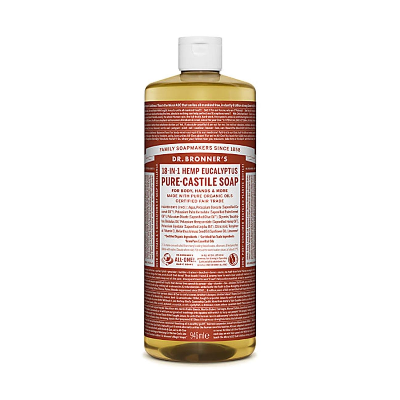 Eucalyptus Pure - Castile Liquid Soap 946ml - Eco Natural Products - Dr. Bronner - Liquid Soap