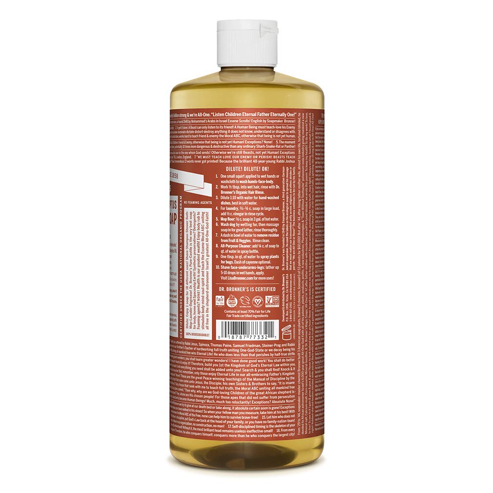 Eucalyptus Pure - Castile Liquid Soap 946ml - Eco Natural Products - Dr. Bronner - Liquid Soap