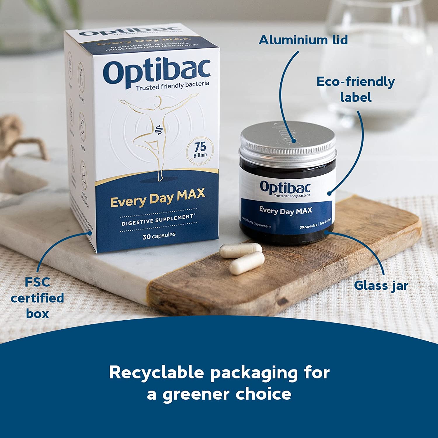 Every Day Probiotics MAX 30 Capsules - OptiBac Probiotics - Vitamins & Supplements - Eco Natural Products