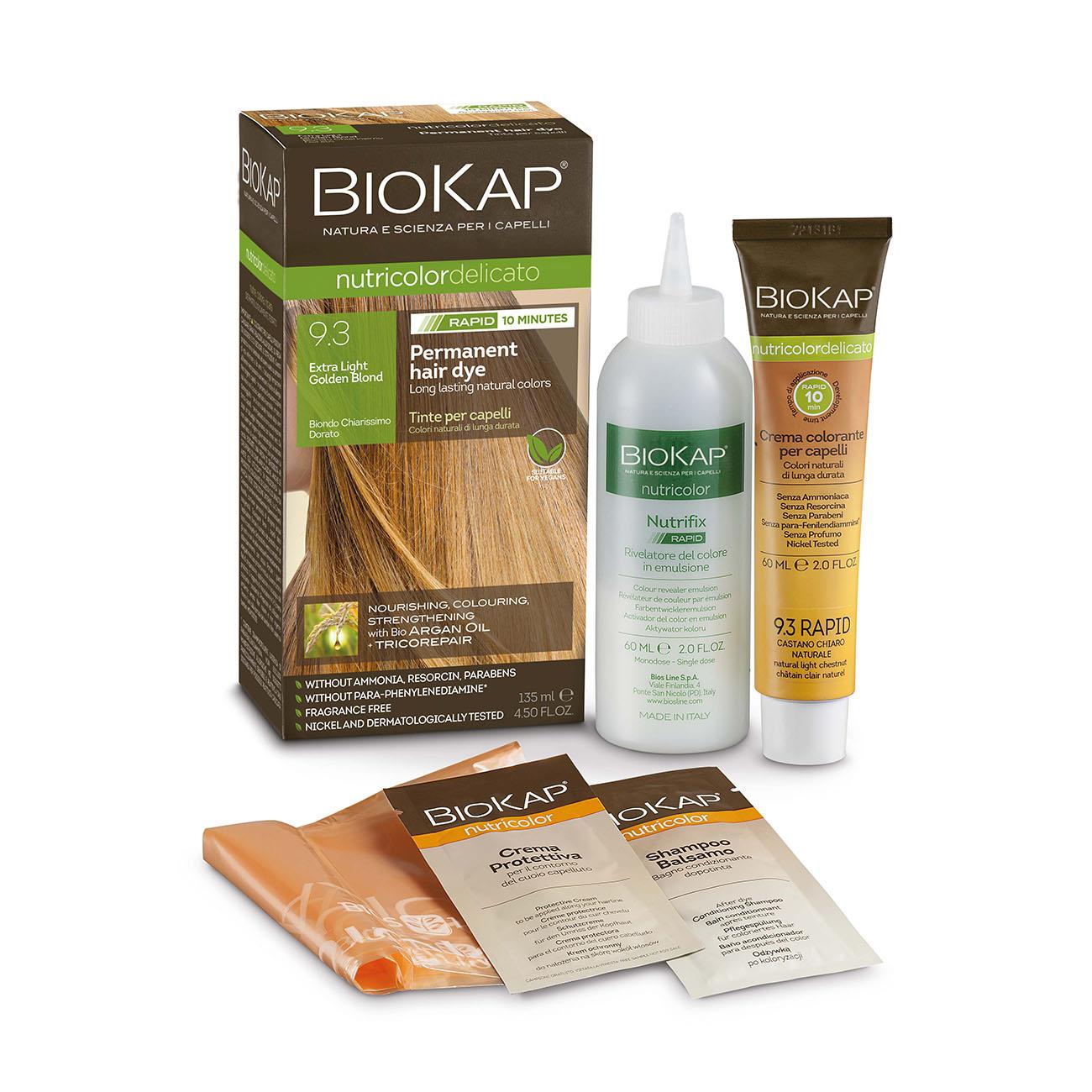 Extra Light Golden Blond 9.3 Rapid Permanent Hair Dye 140ml - BioKap - Hair Color - Eco Natural Products