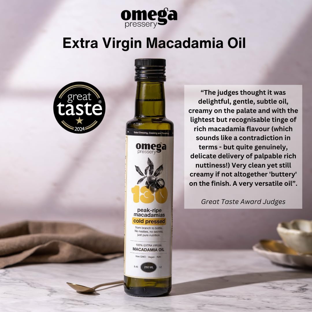 Extra Virgin Macadamia Oil 250ml - Omega Pressery - Cooking Oils - Eco Natural Products