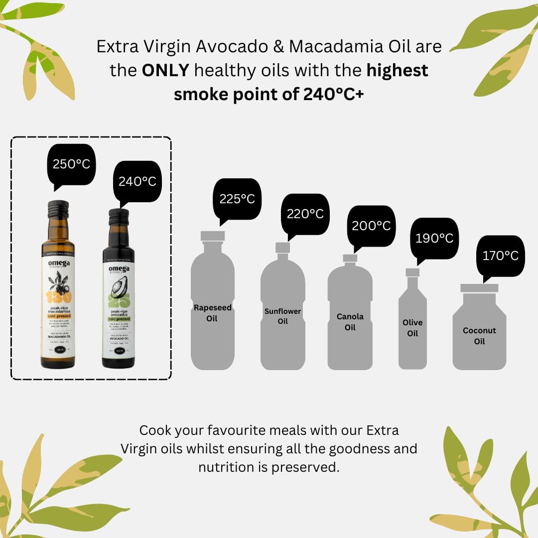 Extra Virgin Macadamia Oil 250ml - Omega Pressery - Cooking Oils - Eco Natural Products
