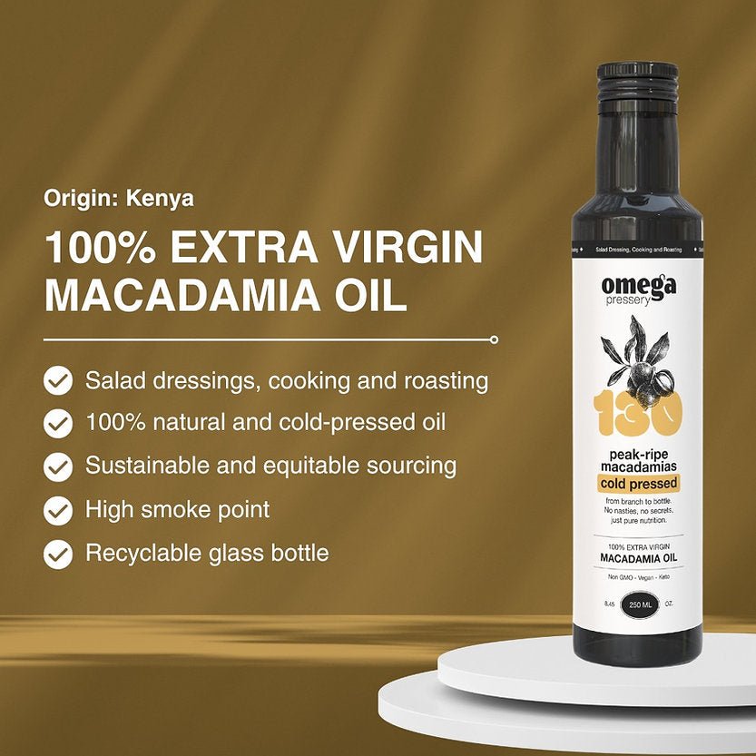 Extra Virgin Macadamia Oil 250ml - Omega Pressery - Cooking Oils - Eco Natural Products