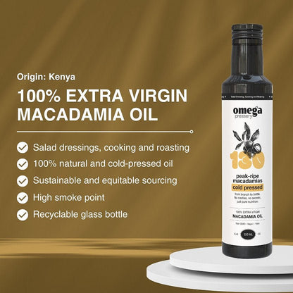 Extra Virgin Macadamia Oil 250ml - Omega Pressery - Cooking Oils - Eco Natural Products