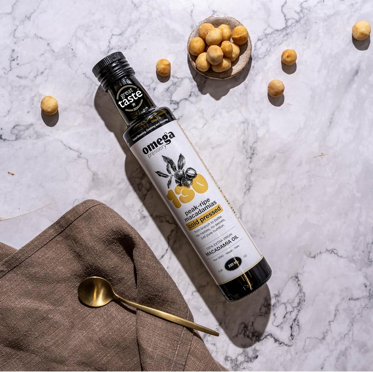 Extra Virgin Macadamia Oil 250ml - Omega Pressery - Cooking Oils - Eco Natural Products