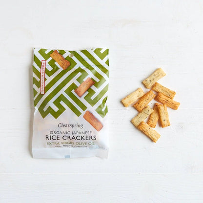 Extra Virgin Olive Oil Japanese Rice Crackers 50g - Clearspring - Rice Crackers - Eco Natural Products