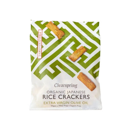 Extra Virgin Olive Oil Japanese Rice Crackers 50g - Clearspring - Rice Crackers - Eco Natural Products