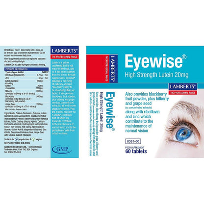 Eyewise Lutein 20mg 60 Tablets - Lamberts - Food Supplement - Eco Natural Products