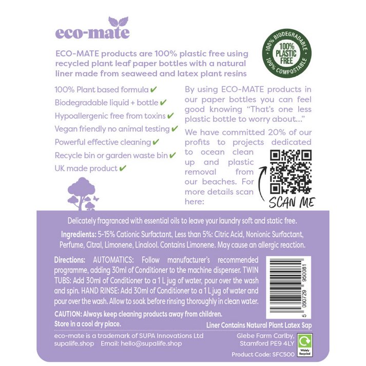 Fabric Conditioner Lavender 500ml - Eco - Mate - Fabric Conditioner - Eco Natural Products