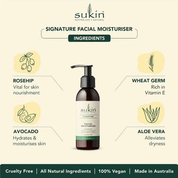 Facial Moisturiser Pump 125ml - Eco Natural Products - Sukin - Face Moisturiser