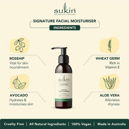 Facial Moisturiser Pump 125ml - Sukin - Face Moisturiser - Eco Natural Products