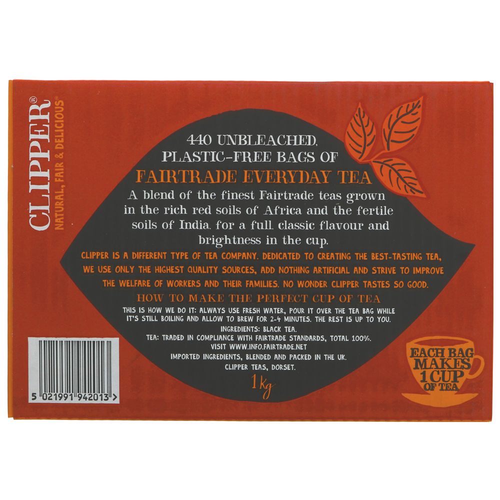 Fairtrade Black Tea 440 Bags - Eco Natural Products - Clipper - Black Tea