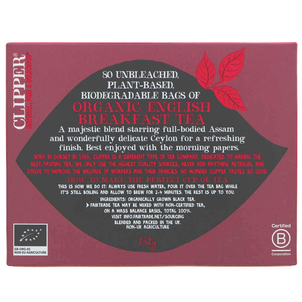 Fairtrade English Breakfast Black Tea 80 Bags - Clipper - Black Tea - Clipper