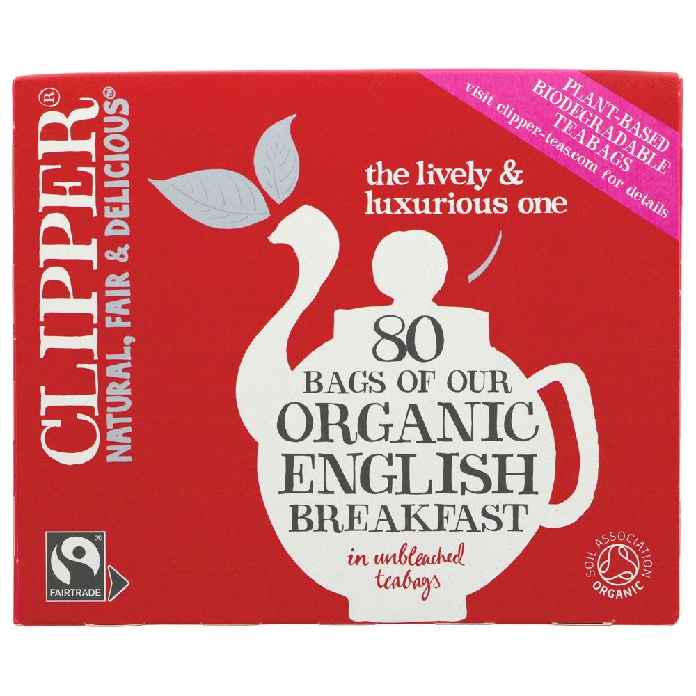 Fairtrade English Breakfast Black Tea 80 Bags - Eco Natural Products - Clipper - Black Tea