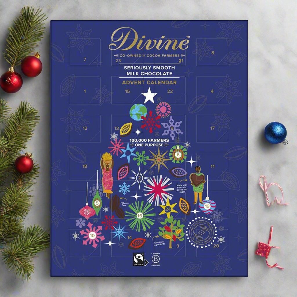 Fairtrade Milk Chocolate Advent Calendar 85g - Eco Natural Products - Divine Chocolate - Advent calendar