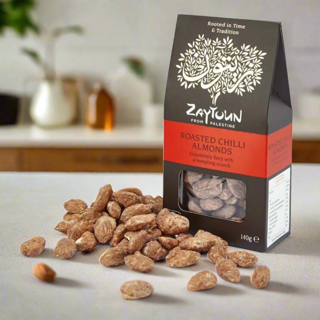 Fairtrade Roasted Chilli Almonds 140g - Eco Natural Products - Zaytoun - Almonds