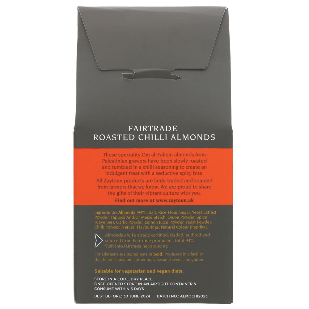 Fairtrade Roasted Chilli Almonds 140g - Eco Natural Products - Zaytoun - Almonds