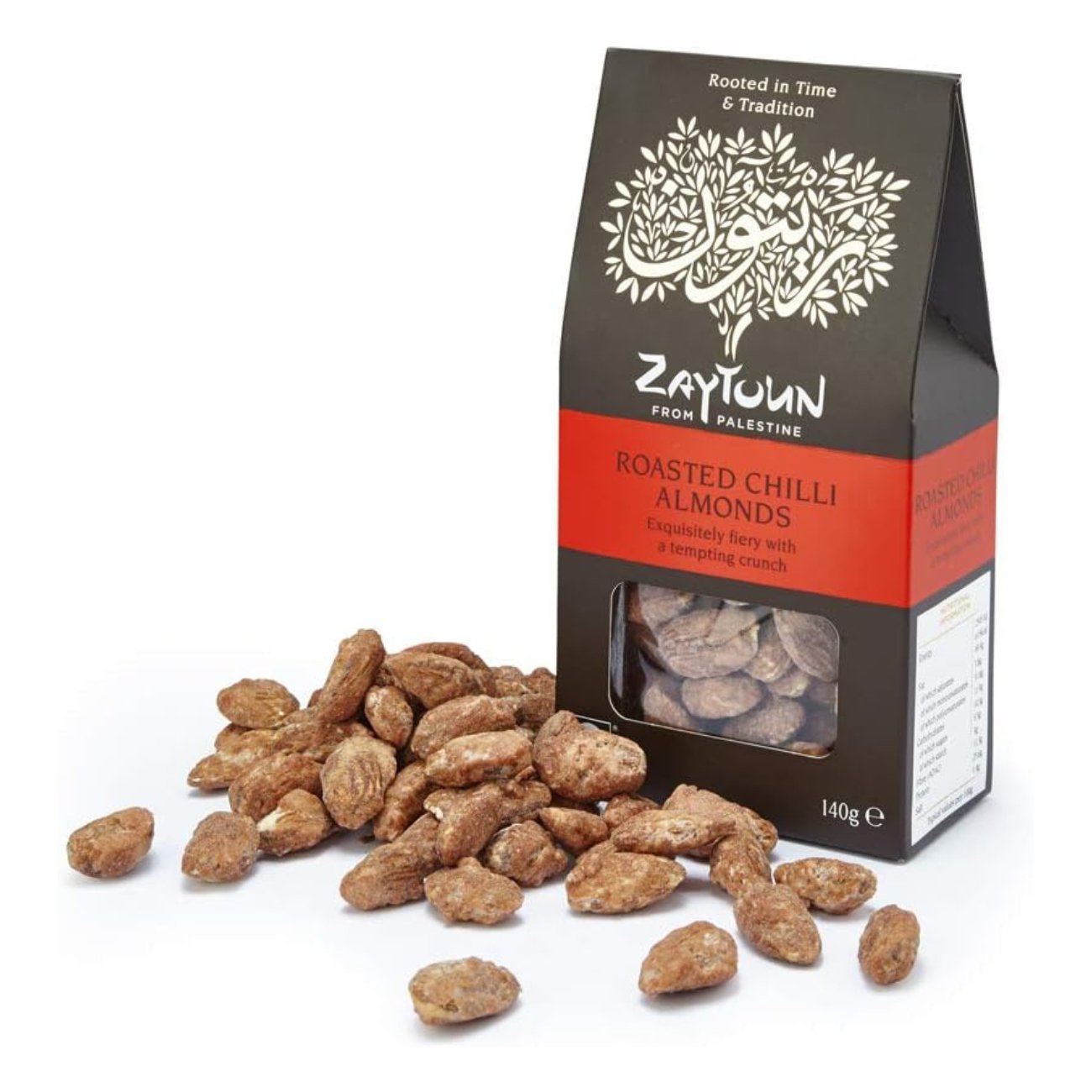 Fairtrade Roasted Chilli Almonds 140g - Eco Natural Products - Zaytoun - Almonds