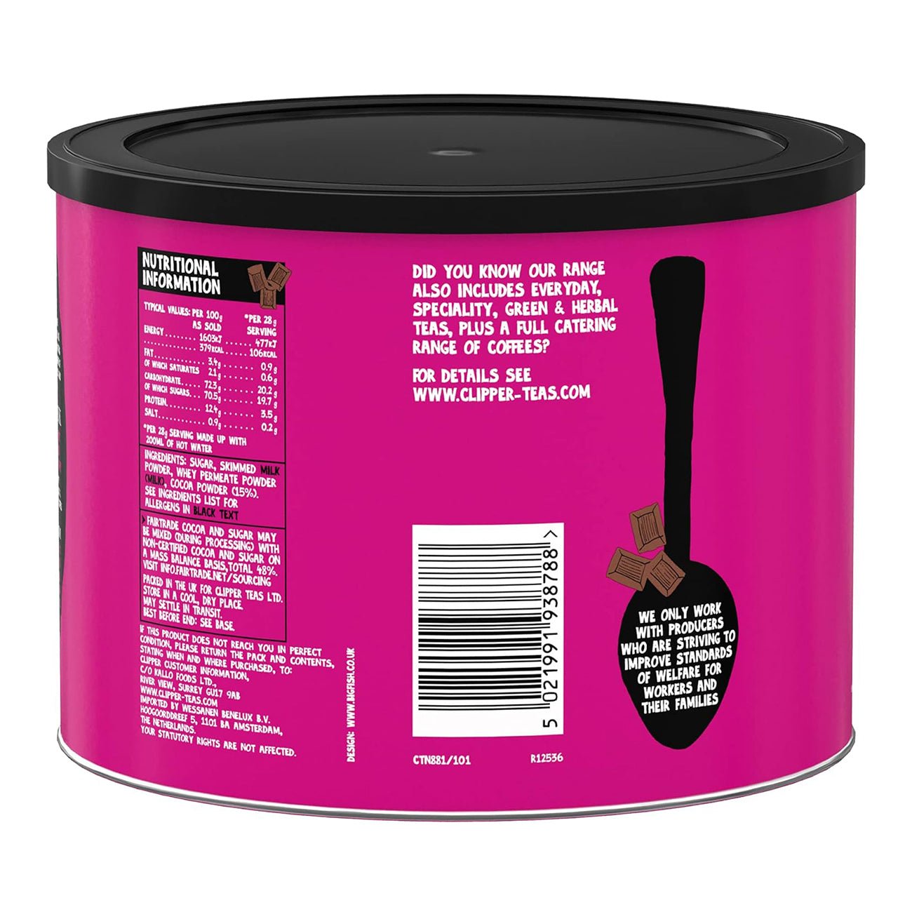 Fairtrade Seriously Velvety Instant Hot Chocolate 1kg - Eco Natural Products - Clipper - Instant chocolate