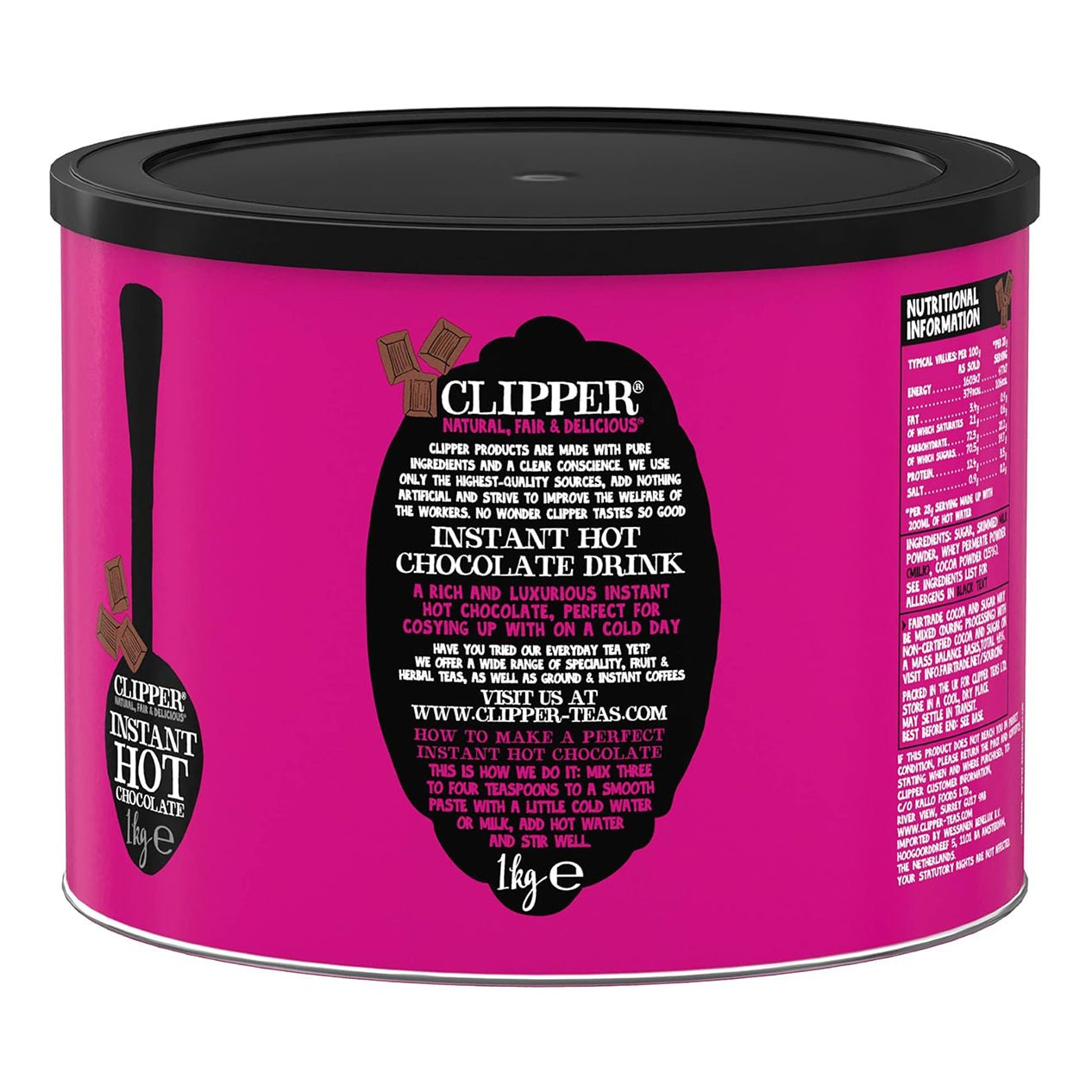 Fairtrade Seriously Velvety Instant Hot Chocolate 1kg - Clipper - Instant chocolate - Eco Natural Products