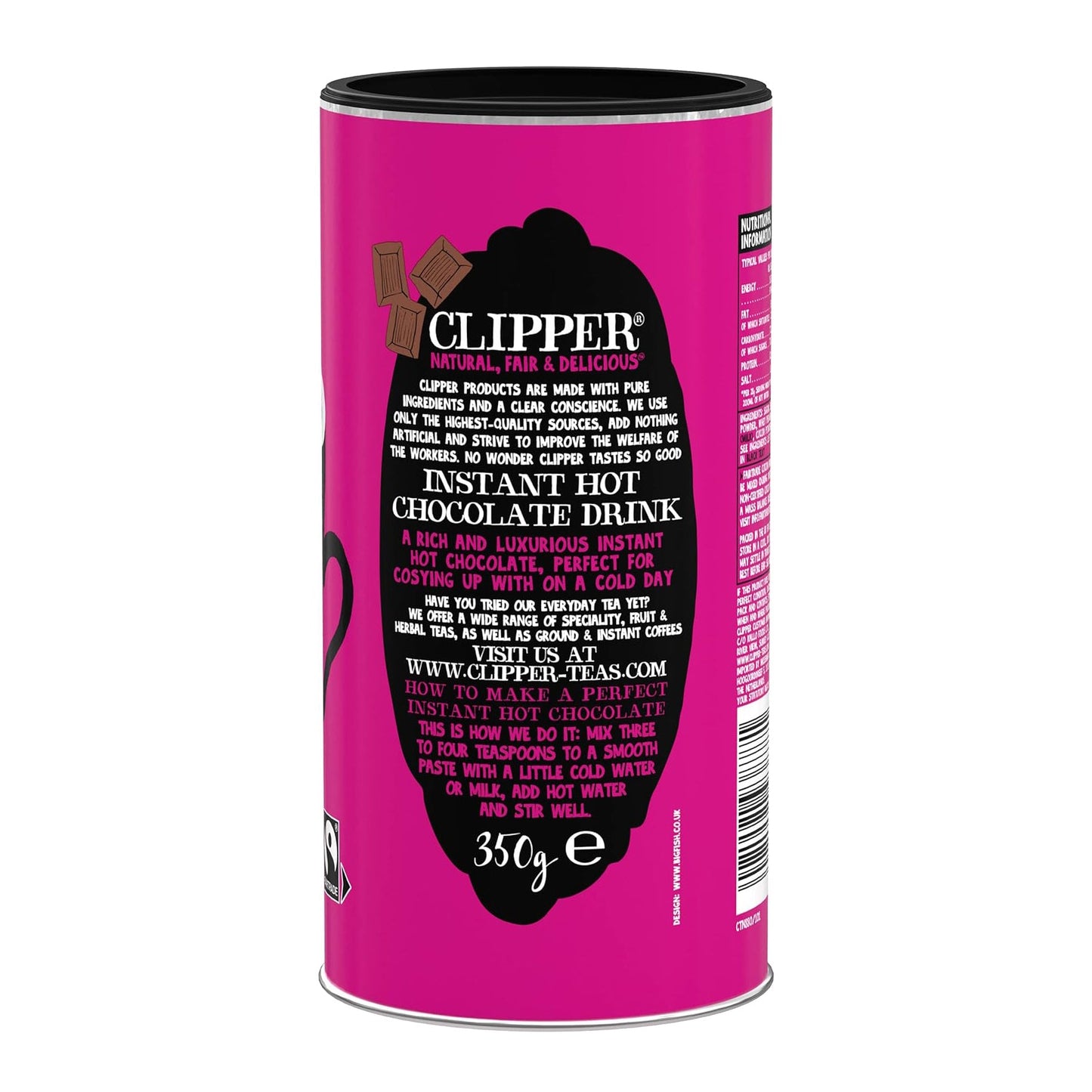 Fairtrade Seriously Velvety Instant Hot Chocolate 350g - Clipper - Instant chocolate - Eco Natural Products