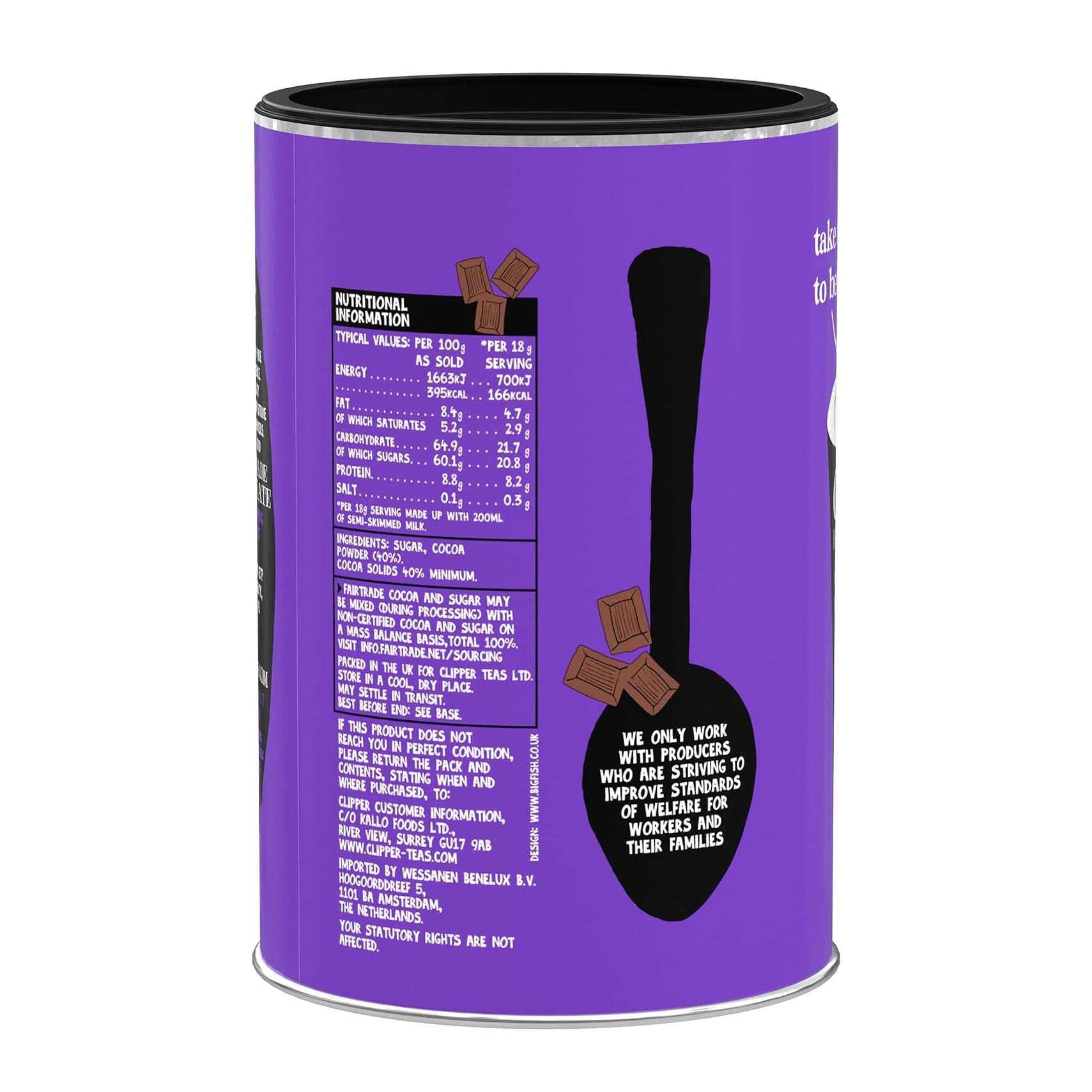 Fairtrade Super Cosy Drinking Chocolate 250g - Eco Natural Products - Clipper - Instant chocolate