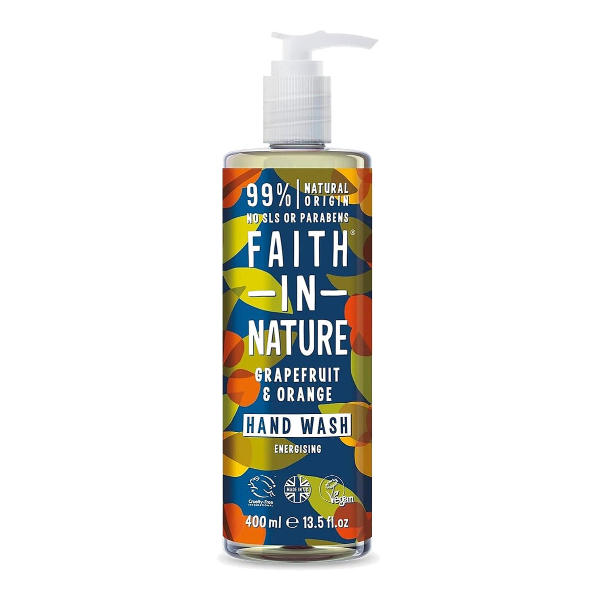 Faith in Nature Grapefruit & Orange Hand Wash 400ml pump bottle front