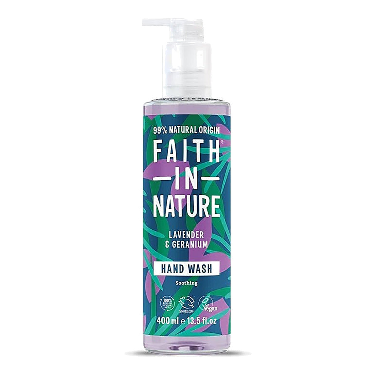 Faith in Nature Lavender & Geranium Hand Wash 400ml pump bottle front