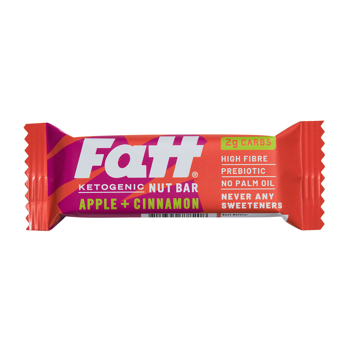 Fattbar Keto Nut Bar Apple & Cinnamon 30g front of pack