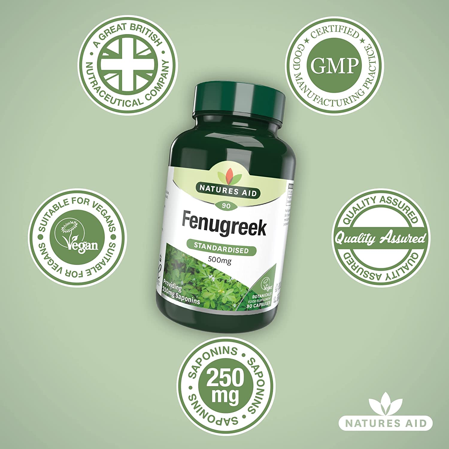 Fenugreek 500mg 90 Vcaps - Natures Aid - Vitamins & Supplements - Eco Natural Products