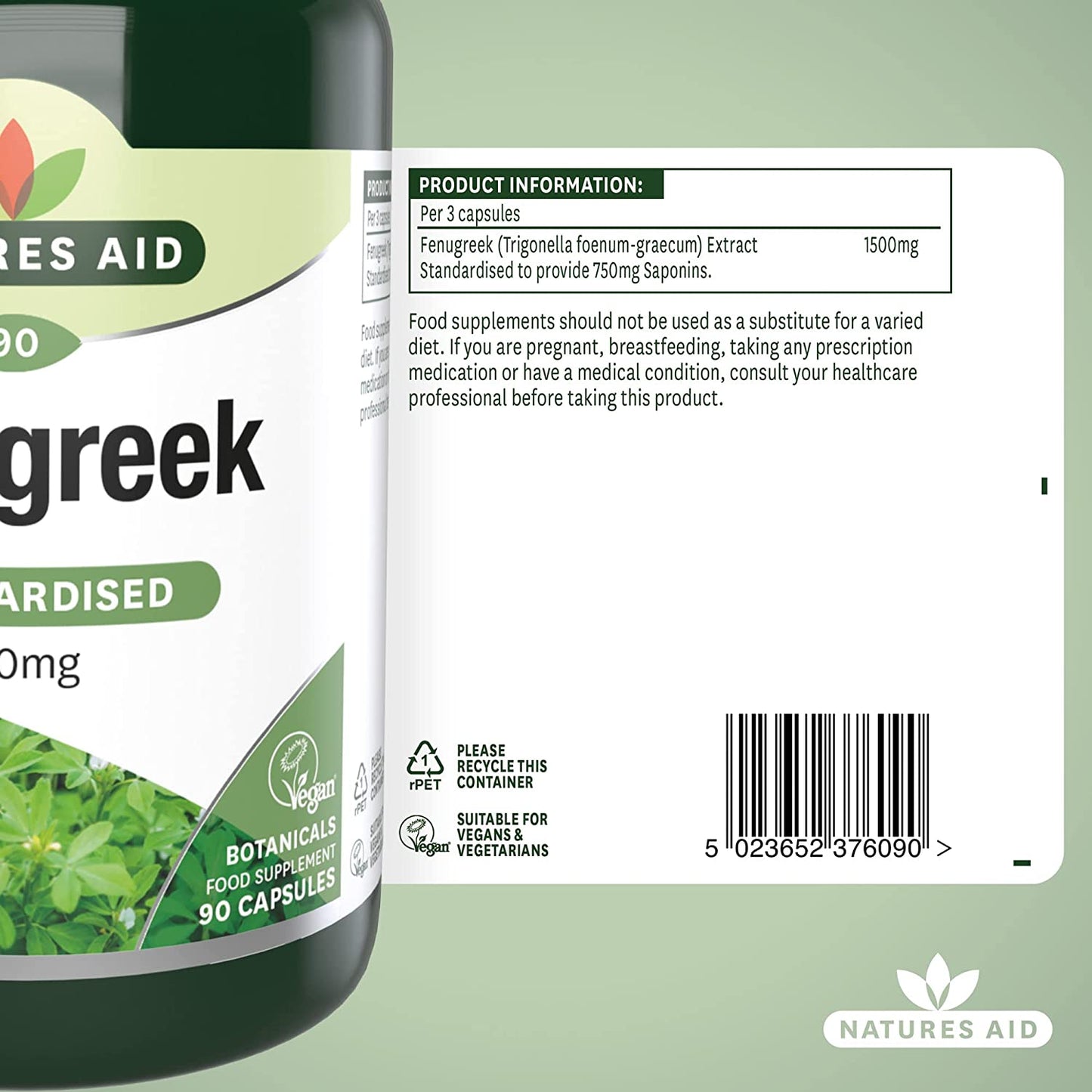 Fenugreek 500mg 90 Vcaps - Natures Aid - Vitamins & Supplements - Eco Natural Products