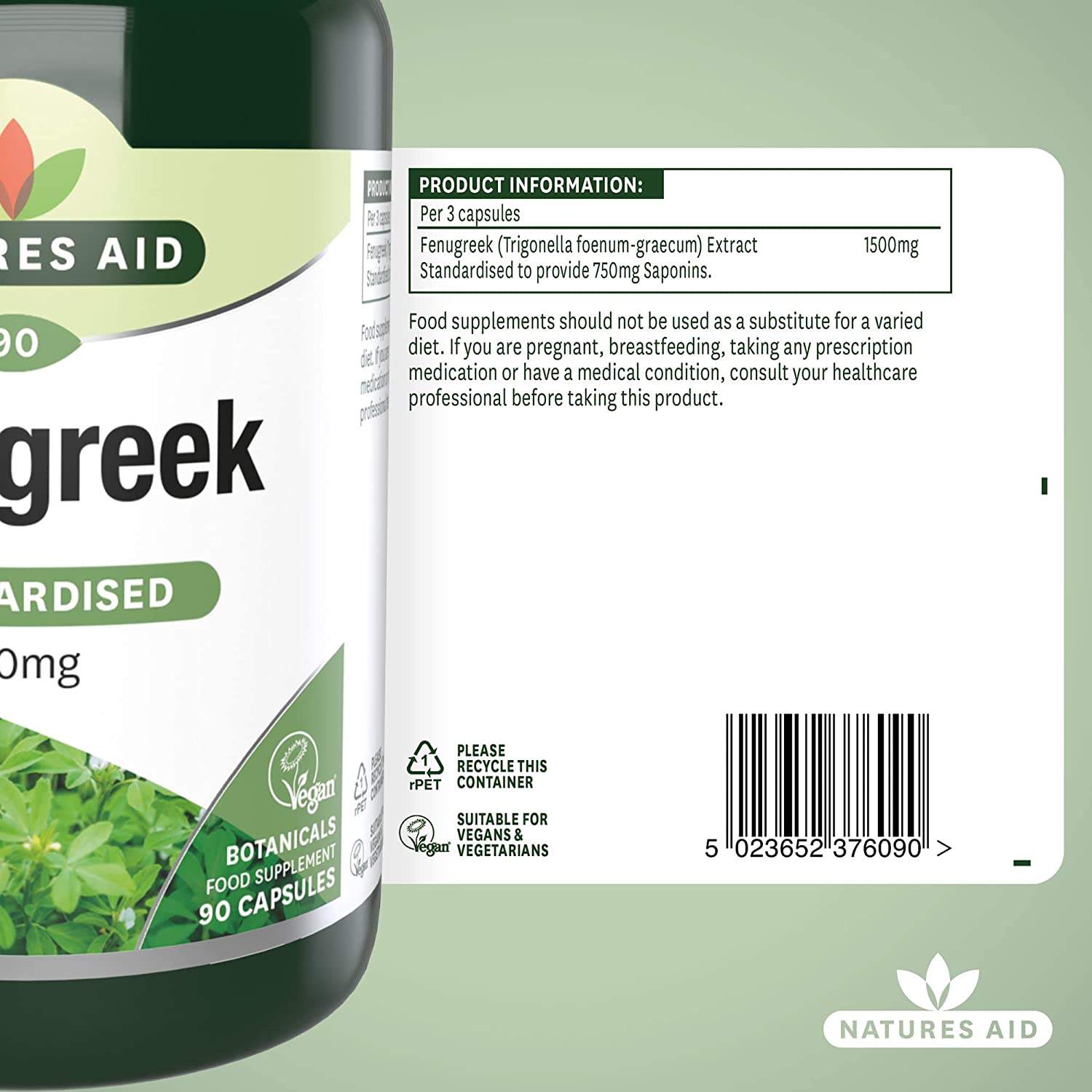 Fenugreek 500mg 90 Vcaps - Natures Aid - Vitamins & Supplements - Eco Natural Products