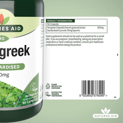 Fenugreek 500mg 90 Vcaps - Natures Aid - Vitamins & Supplements - Eco Natural Products