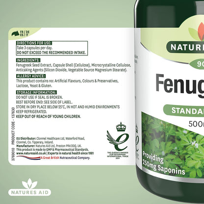 Fenugreek 500mg 90 Vcaps - Natures Aid - Vitamins & Supplements - Eco Natural Products