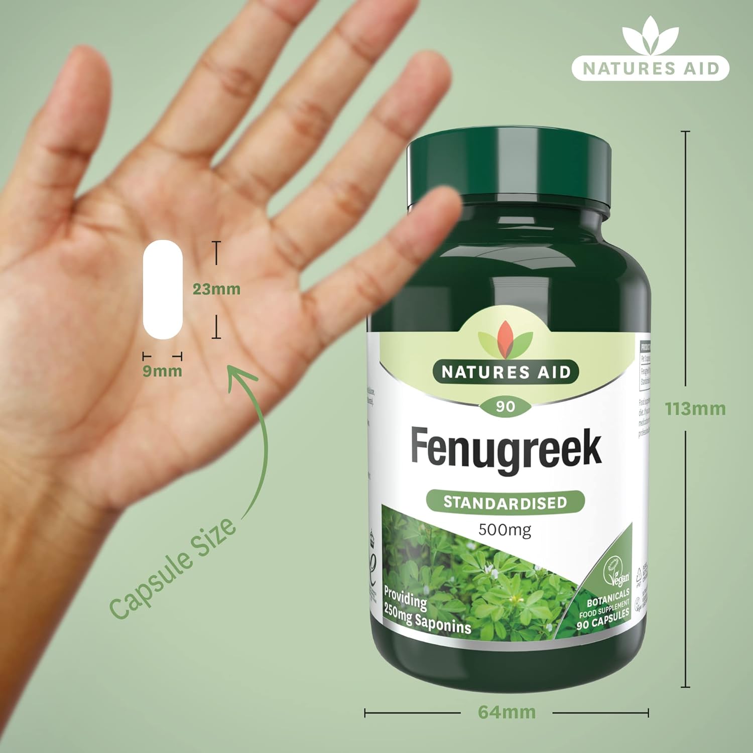 Fenugreek 500mg 90 Vcaps - Natures Aid - Vitamins & Supplements - Eco Natural Products