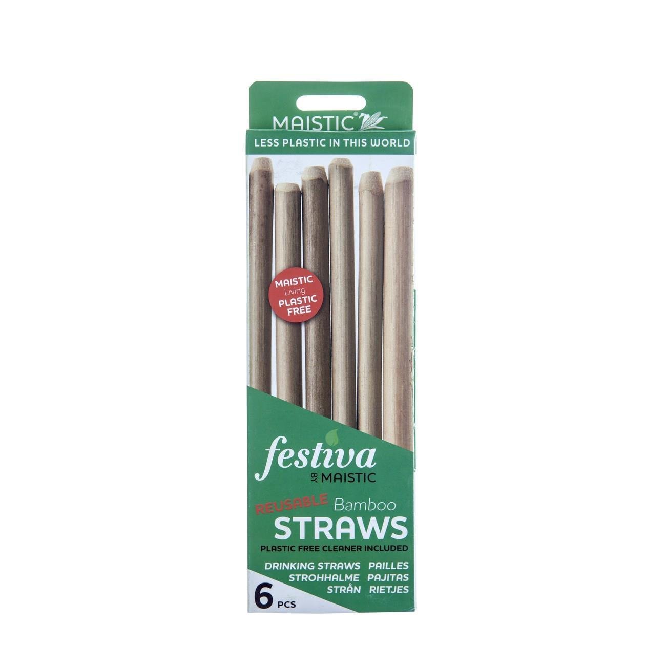 Festiva Straws Bamboo Straws & Cleaner 6pcs - Eco Natural Products - Maistic - Straws