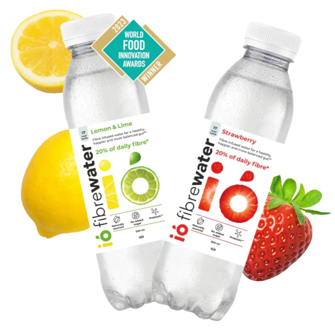 Fibre Infused Prebiotic Water Lemon & Lime Still 500ml - Io Fibrewater - Water Filter/Infuser - Eco Natural Products