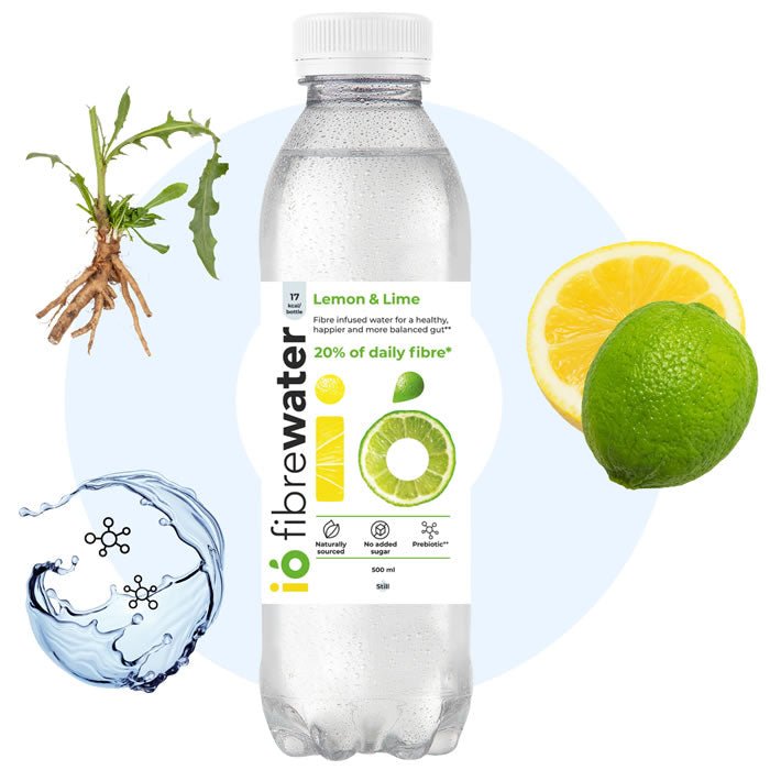 Fibre Infused Prebiotic Water Lemon & Lime Still 500ml - Io Fibrewater - Water Filter/Infuser - Eco Natural Products